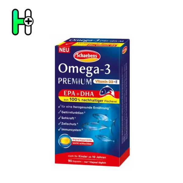 کپسول امگا 3 پریمیوم شابنز Schaebens Omega-3 PREMIUM + ویتامین D3 و E