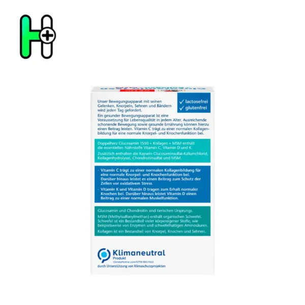 کپسول گلوکزامین دوپل هرز ۱۵۵۰+ کلاژن + MSM + ویتامین سی Doppelherz aktiv Glucosamin 1550 - Image 2