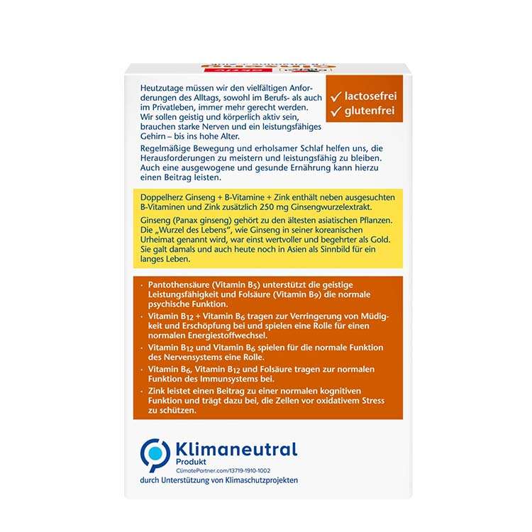 کپسول جینسینگ داپل هرز Doppelherz Ginseng + B-Vitamine + Zink 2 کپسول جینسینگ و ویتامین B دوپل هرز