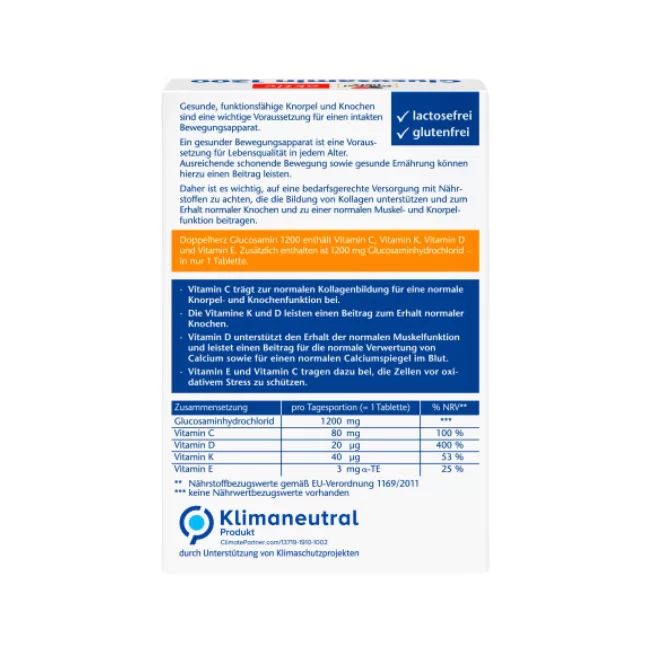قرص گلوکزامین 1200داپل هرز +D3+k+CDoppelherz Glucosamin 1200 2 قرص گلوکزامین 1200 دوپل هرز