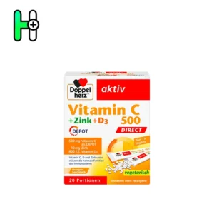 ویتامین500 C+زینک+D3 داپل هرز  Doppelherz Vitamin C + Zink + D3 500
