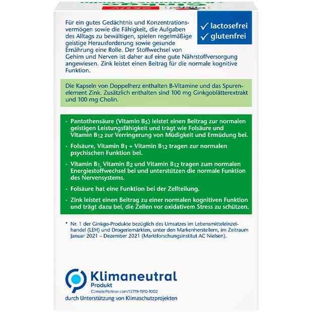 کپسول تقویت عملکرد مغز و حافظه دوپل هرز Doppelherz Ginkgo + B-Vitamin 2 کپسول جینکو داپل هرز