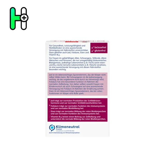 کپسول اسید فولیک + آهن دوپل هرز Doppelherz Jod + Folsäure - Image 2