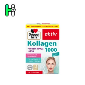 Doppelherz Kollagen 1000 قرص کلاژن 1000 داپل هرز ترکیبی منحصر به فرد ازکلاژن هیدرولیز شده، بیوتین، Q10 و ویتامین C است که به تقویت پوست، حفظ جوانی و کاهش چین و چروک کمک می‌کند. این مکمل یک انتخاب ایده‌آل برای افرادی است که به سلامت و زیبایی پوست، مو و ناخن‌ها اهمیت می‌دهند.