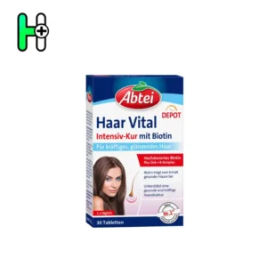 Abtei Haar Vital یک مکمل غنی از بیوتین، زینک و ویتامین‌های گروه B است که برای تقویت مو، کاهش ریزش و افزایش درخشندگی و استحکام موها طراحی شده است. فرمولاسیون دِپو (Depot) این محصول باعث می‌شود که مواد مغذی به صورت تدریجی در بدن آزاد شوند و تاثیر طولانی‌مدتی بر سلامت مو داشته باشند