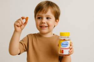 اهمیت مصرف ویتامینها برای کودکان و تأثیر آن بر رشد و سلامت آنها 2 پاستیل مولتی ویتامین کودک میولیس
