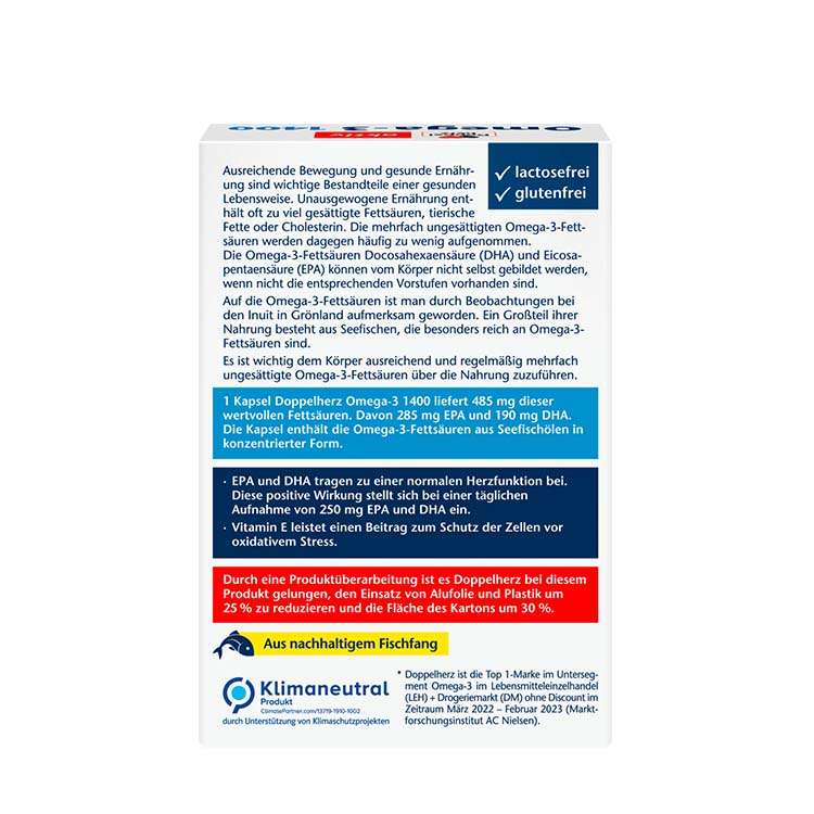 کپسول امگا 3 1400 داپل هرز Doppelherz Omega-3 1400 2 کپسول امگا 3 1400 داپل هرز