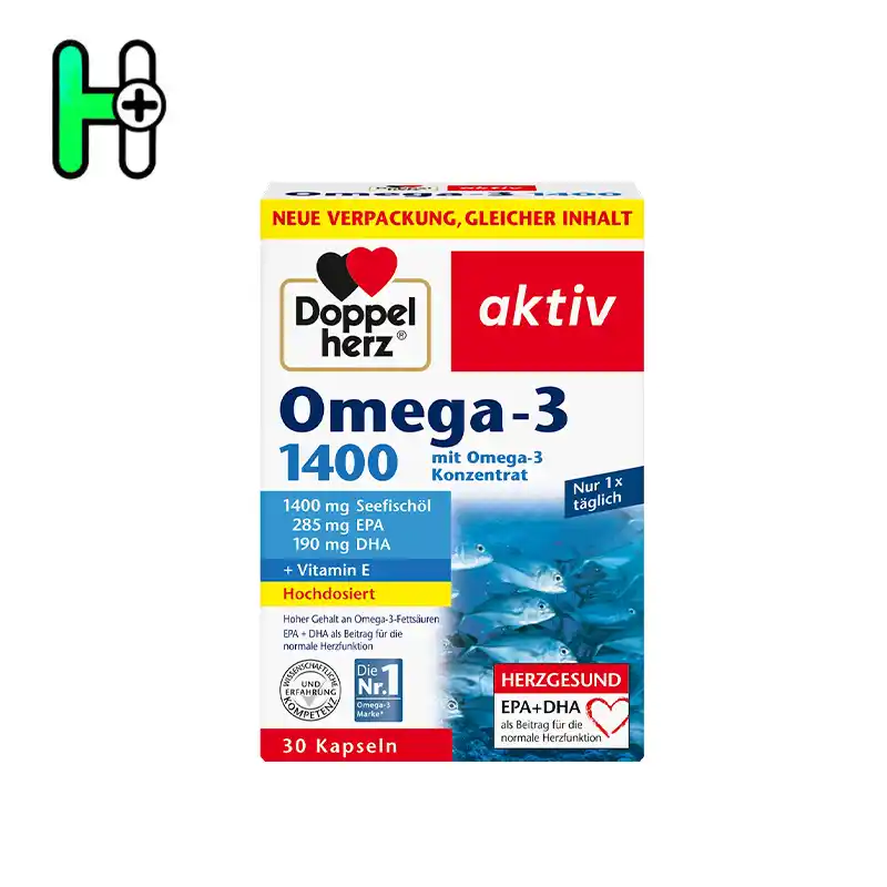 کپسول امگا 3 1400 داپل هرز Doppelherz Omega-3 1400 1 کپسول امگا 3 1400 داپل هرز Doppelherz Omega-3 1400