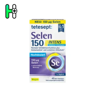 قرص سلنیوم 110 تتسپت (Tetesept Selen 110 hochdosiert) یک مکمل غذایی با دوز بالا از عنصر ضروری سلنیوم است که نقش کلیدی در تقویت سیستم ایمنی بدن، محافظت از سلول‌ها در برابر استرس اکسیداتیو و حمایت از عملکرد طبیعی غده تیروئید ایفا می‌کند. این محصول با فرمول گیاهی و بدون ترکیبات حیوانی، گزینه‌ای ایده‌آل برای افراد دارای رژیم وگان و گیاه‌خواری است.