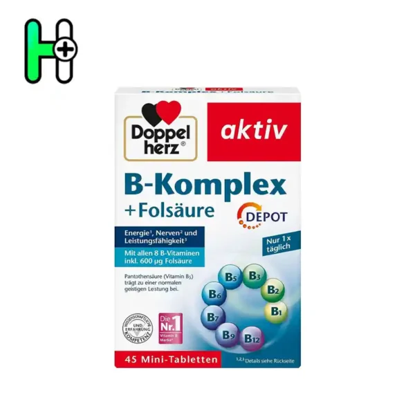 قرص ب-کمپلکس+فروسولفات داپل هرز  B-Komplex + Folsäure Doppelherz