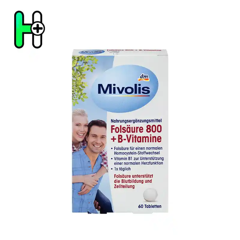قرص فولیک اسید 800 و ویتامینهای گروه ب Folsäure 800 + B-Vitamine Mivolis 1 قرص فولیک اسید800 و ویتامین های گروهB
