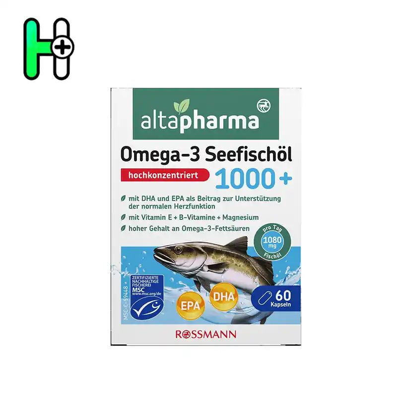 امگا۳ ماهی دریایی 1000+ آلتافارما | altapharma Omega-3 Seefischöl hochkonzentriert 1000 1 امگا۳ ماهی دریایی 1000+ آلتافارما | altapharma Omega-3 Seefischöl hochkonzentriert 1000