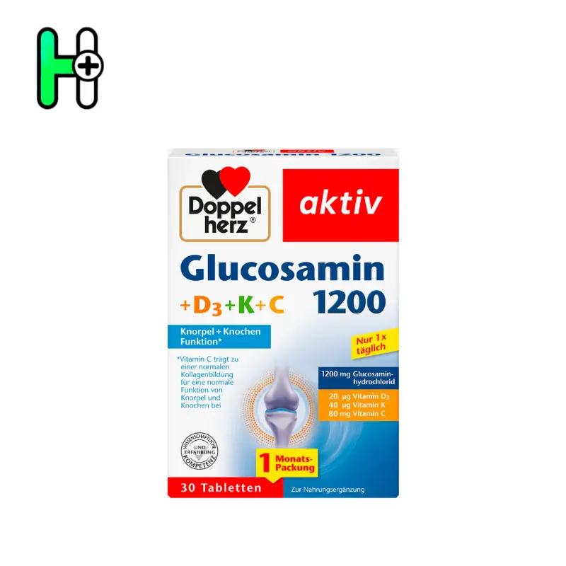 قرص گلوکزامین 1200داپل هرز +D3+k+CDoppelherz Glucosamin 1200 1 قرص گلوکزامین 1200داپل هرز +D3+k+CDoppelherz Glucosamin 1200