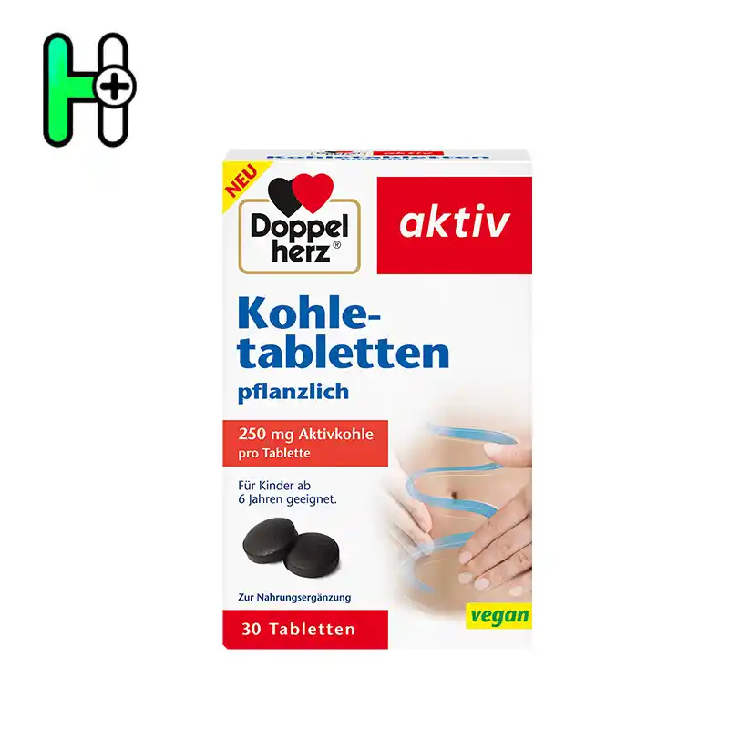 مکمل طبیعی تسکین ناراحتیهای گوارشی، نفخ، و سمزدایی از بدن داپل هرز | Doppelherz Kohletabletten pflanzlich 1 مکمل طبیعی تسکین ناراحتیهای گوارشی، نفخ، و سمزدایی از بدن Doppelherz Kohletabletten pflanzlich