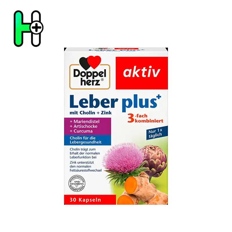 مکمل محافظت از کبد داپل هرز | Doppelherz Leber Plus 1 Doppelherz aktiv Leber Plus+ مکمل حمایت از کبد و ترکیبات گیاهی و کولین