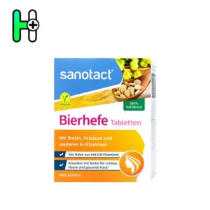 قرص مخمر آبجو Sanotact با فرمولاسیونی صد درصد طبیعی، غنی‌شده با بیوتین، اسید فولیک و ویتامین‌های گروه B، یکی از کامل‌ترین مکمل‌های غذایی برای تقویت پوست، مو و ناخن است. این محصول پرطرفدار، با بهره‌گیری از مخمر آبجو طبیعی، به طور طبیعی حاوی ۵ نوع ویتامین B است و از بدن در برابر کمبودهای تغذیه‌ای روزمره پشتیبانی می‌کند.