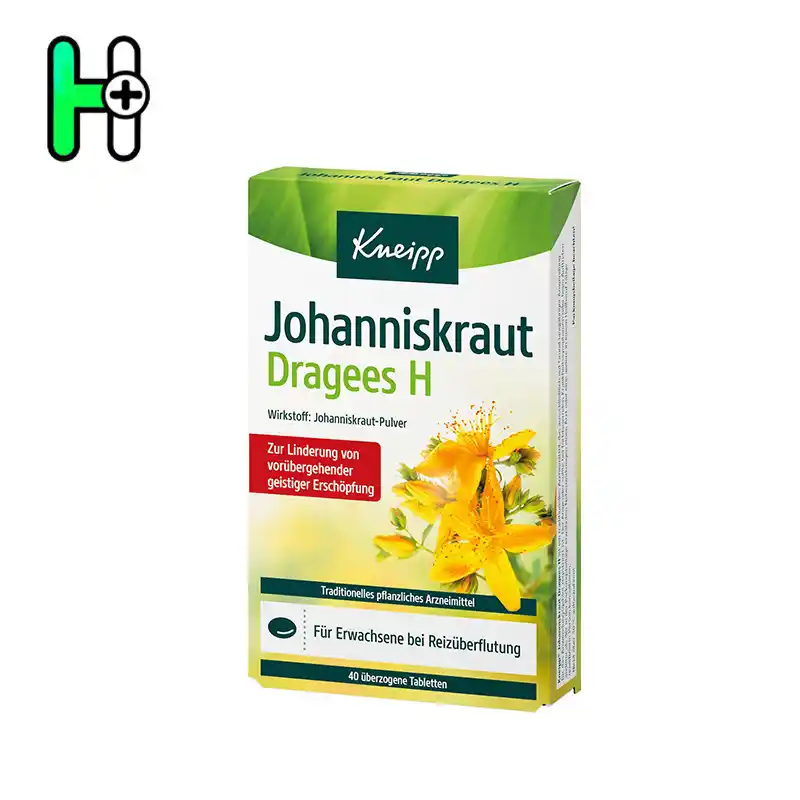 مکمل کاهش اضطراب، استرس، بیحوصلگی و خستگی ذهنی کنایپ kneipp-johanniskraut-dragees-h 1 قرص Johanniskraut Dragees H از برند معتبر Kneipp، یک مکمل دارویی گیاهی شناختهشده است که با استفاده از عصاره طبیعی گیاه گل راعی (Hypericum perforatum) به کاهش علائم خفیف اضطراب، استرس، بیحوصلگی و خستگی ذهنی کمک میکن