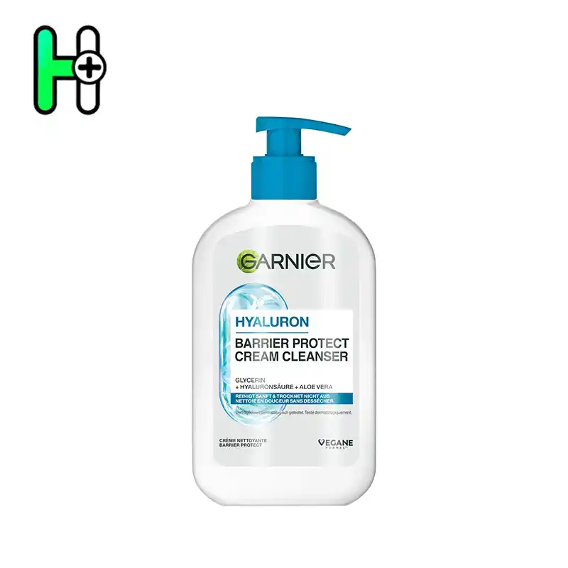 فیسواش کرمی گارنیر Garnier Barrier Protect Hyaluron 1 پاککننده کرمی گارنیه مدل Barrier Protect Cream Cleanser یک شویندهی بسیار ملایم اما مؤثر است که با فرمول تخصصی، بدون آسیب زدن به لایه محافظ پوست (skin barrier)، آلودگیها و ناخالصیها را به خوبی پاک میکند. این محصول با داشتن هیالورونیک اسید، آلوئهورا و گلیسیرین، نه تنها پوست را تمیز میکند بلکه آن را مرطوب، نرم و آرام نگه میدارد و از خشکی و کشیدگی بعد از شستوشو جلوگیری میکند.