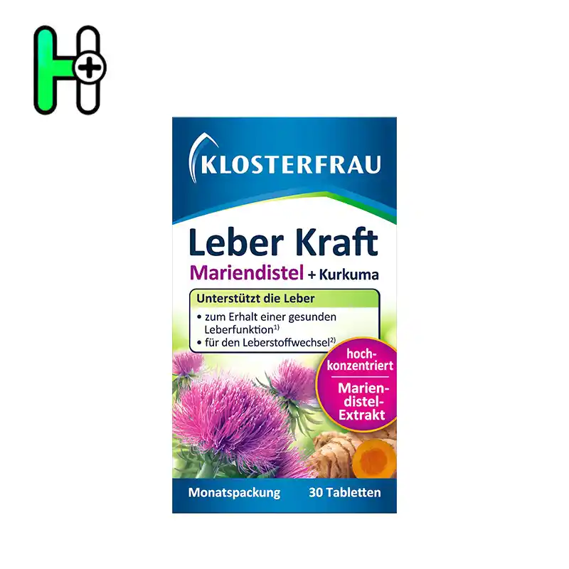 مکمل تقویت عملکرد و پاکسازی کبد کالسترفرو Klosterfrau Leber Kraft 1 Leber Kraft از برند Klosterfrau یک مکمل گیاهی پرقدرت است که از عصاره غلیظشده خار مریم (ماریندیستل) و زردچوبه (کُرکومین) تهیه شده و به طور خاص برای حمایت از سلامت کبد طراحی شده است. این ترکیب سنتی به پاکسازی و محافظت از سلولهای کبدی و بهبود متابولیسم کبدی کمک میکند.