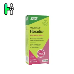 قرص آهن و فولیک اسید تقویت خون‌سازی و رفع کم‌خونی فلورادیکس Salus Kräuterblut Floradix Eisen + Folsäure Tabletten – 84 St (42 g)