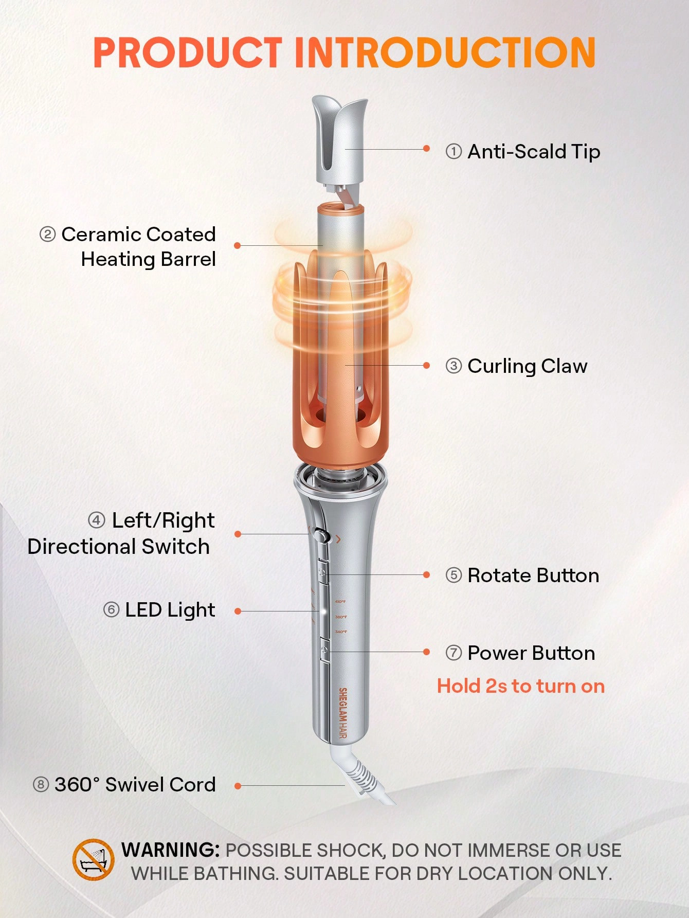 دستگاه کرلی مو اتوماتیک چرخشی 25mm شیگلم SHEGLAM 25mm Automatic Rotating Curling Iron 3 دستگاه کرلی مو اتوماتیک چرخشی 25mm شیگلم SHEGLAM 25mm Automatic Rotating Curling Iron سلامتی مثبت